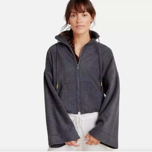 Free People Jackets & Blazers - Free People Movement Climb High Gray Full Zip Fleece Jacket Flare Sleeves